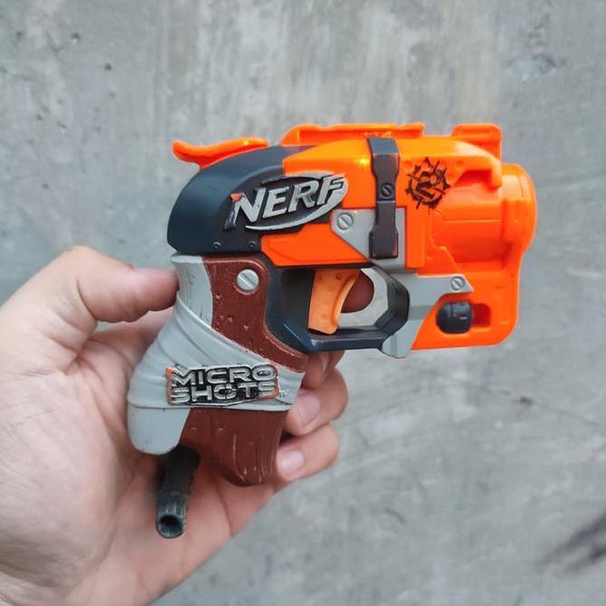 MAINAN PISTOL NERF MICRO SHOTS HAMMERSHOT ZOMBIE STRIKE FREE 1 PELURU FG75