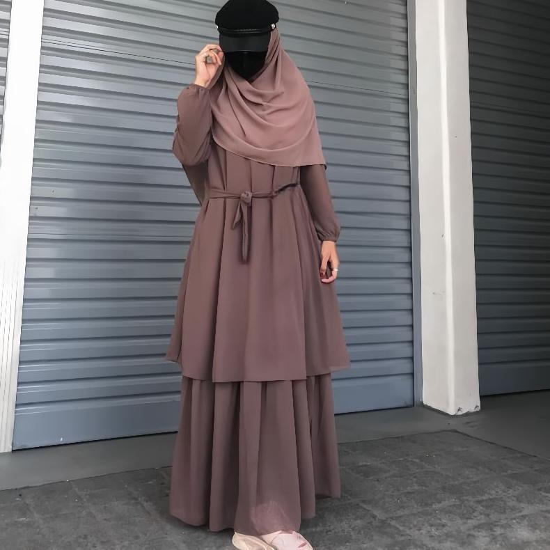 Grade Ori Gamis Malaysia Terbaru Anggun Polos Model Lebaran Wanita Dewasa - Ceruty Babydoll Full Pur