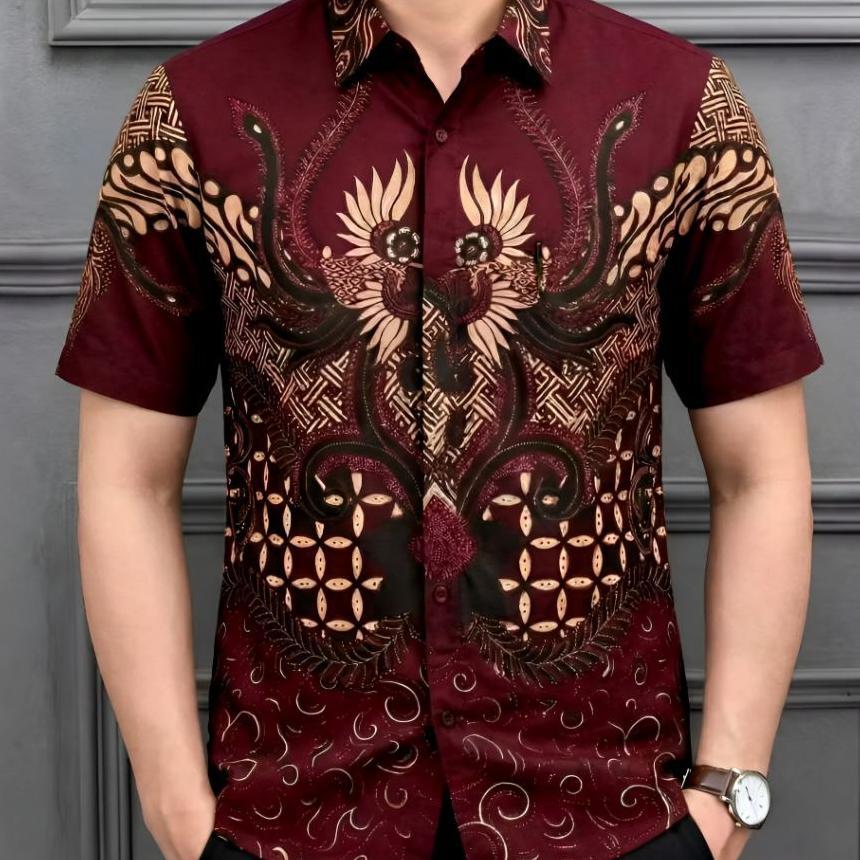 Batik Murai Kemaja Atasan Batik Pria Lengan Pendek Hem Batik Cowok Keren