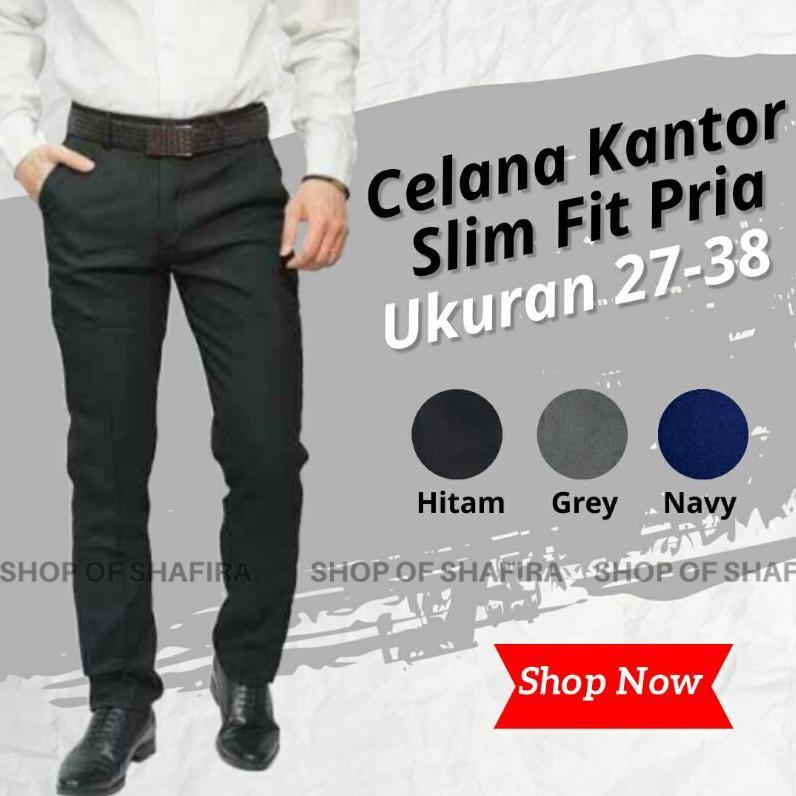 Celana Kantor Formal Pria Sepan Kerja Dasar Bawahan Bahan Cowok Resmi Slim Fit Slimfit Pensil Skinny