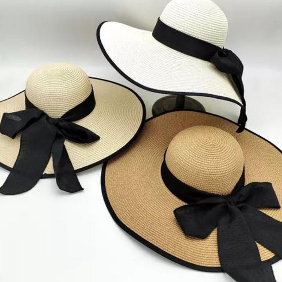 Topi Pantai Lebar List Hitam Pl3 / Topi Pantai Lebar / Topi Pantai Dewasa