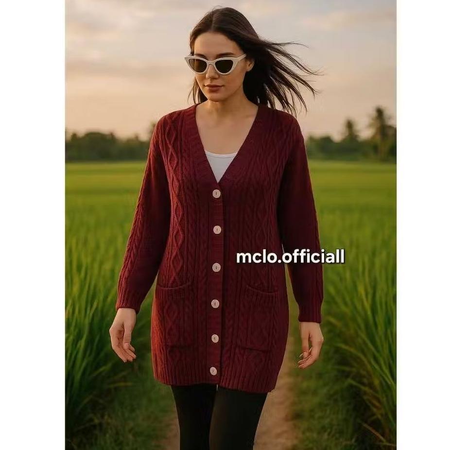 Terbaru Outer Rajut Panjang Wanita-Cardigan Rajut Tebal (Best Seller)