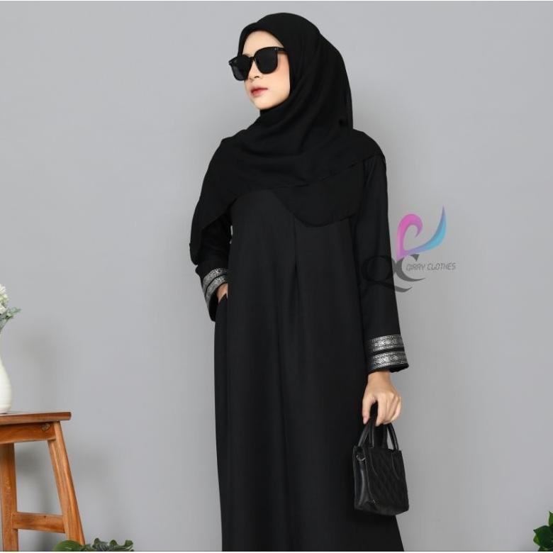 ABAYA MADINNA BORDIR INDIA hitam variasi arabian dress