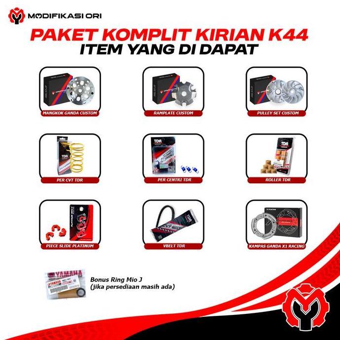 PAKET FULL CVT TDR K44 - BEAT FI ESP - SCOOPY VARIO 110 FI ESP - MODIFIKASI ORI - KAMPAS GANDA MANGK