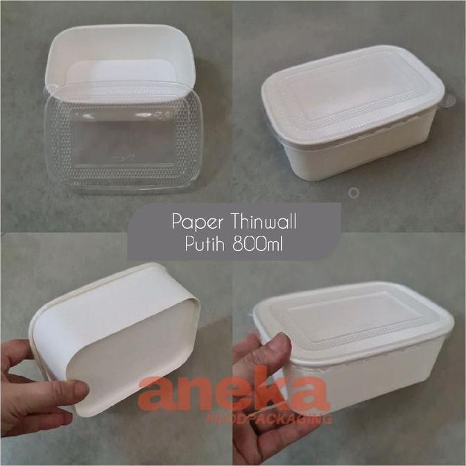 Lacha- 25Set- Paper Thinll 650Ml, 800Ml & 1000Ml Sekat 2 Ptw Kraft & Putih Rectangle Rec Laminasi Pa
