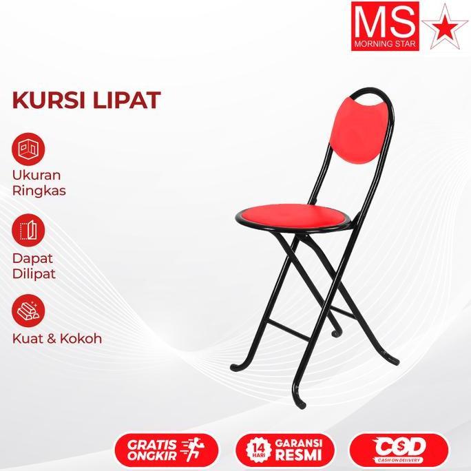 Morning Star Kursi Lipat Bulat Serbaguna Foldable Chair Rangka Besi Kuat Sandaran Nyaman