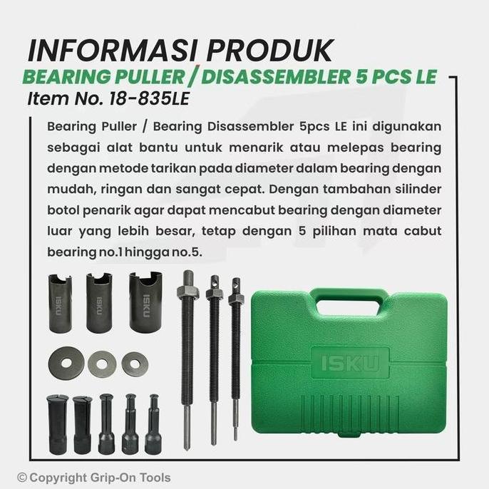 Promo Isku Treker Bearing Cvt Set 5 Pcs Internal Puller Alat Buka Cabut Laher Tanam Bak Mesin Motor 