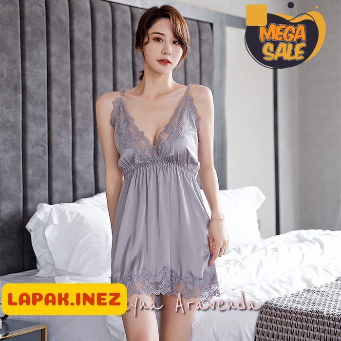 SET LINGERIE + CD SEKSI BABYDOLL SILK SWEET LACE SATIN HALUS LG210 BY INE'Z COLLECTION
