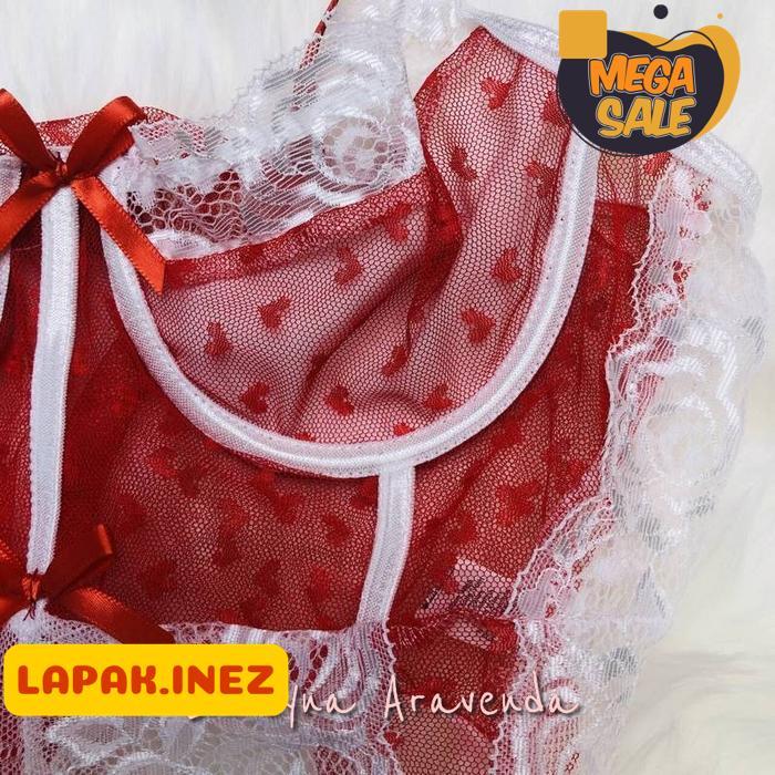 SET LINGERIE + BANDO KOSTUM BIKINI SUSTER CINTA ROLEPLAY LG396 BY INE'Z COLLECTION