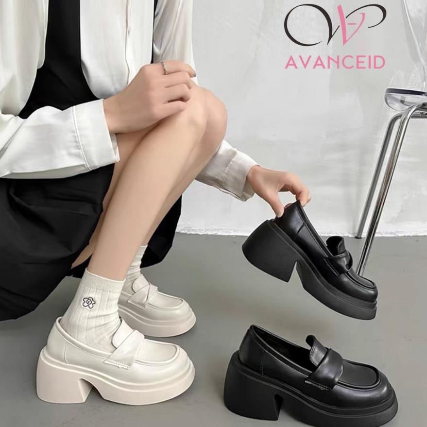 AVANCEID 1875 Heels Sepatu Sneakers Wanita Kerja Docmart Hitam