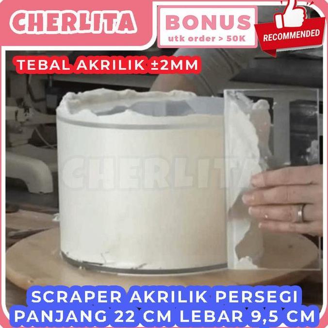Scraper Kue Ulang Tahun Akrilik Bening Alat Bantu Perata Buttercream