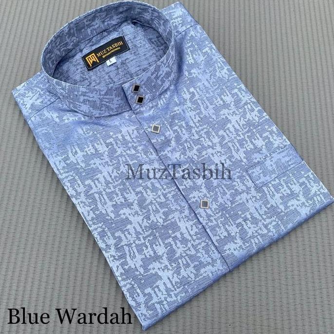 Asliori- Muztasbih Baju Koko Kemko Sultan Embos Jaguard Kemeja Koko Pria Lengan Panjang Burgundy Kat