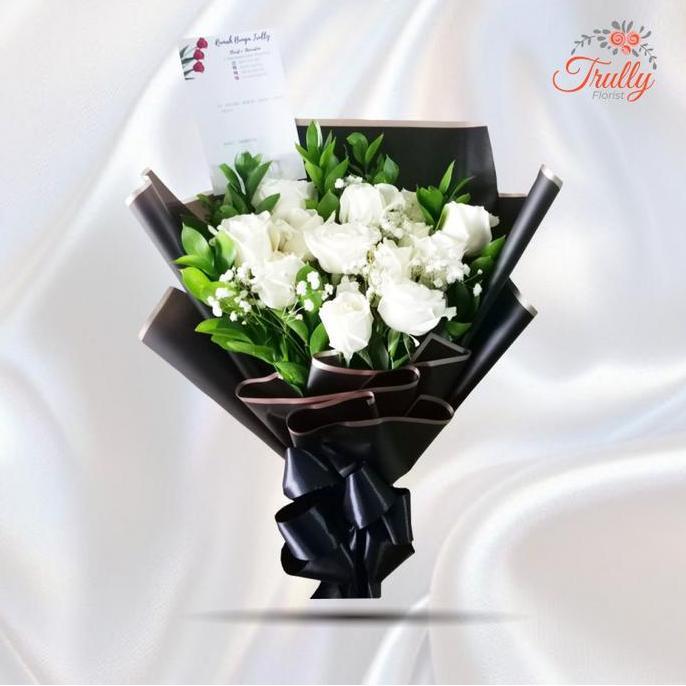 BUKET BABY BREATH & MAWAR - BUKET MAWAR PUTIH