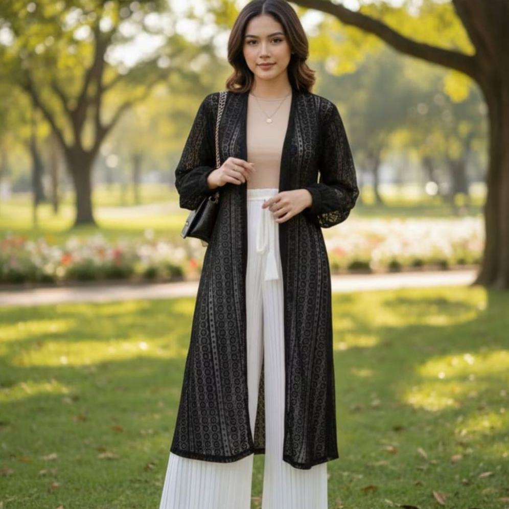 Gratis Ongkir Kardigan Brukat Termurah/ Cardigan Brukat Panjang /Cardigan Brocade /Outer Burkat Panj
