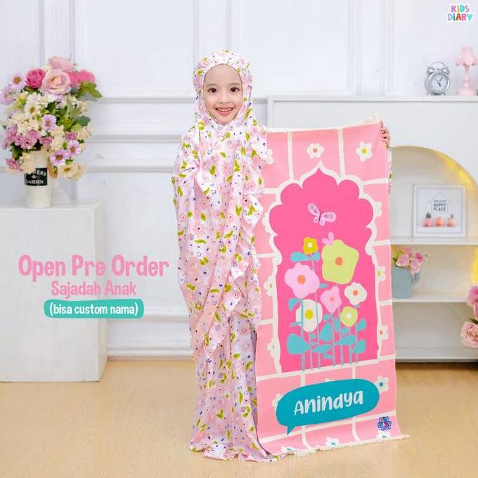 Sajadah Anak Custom Nama Sablon Motif Sajadah Printing Anti Slip Muslim Travel Waterproof JS