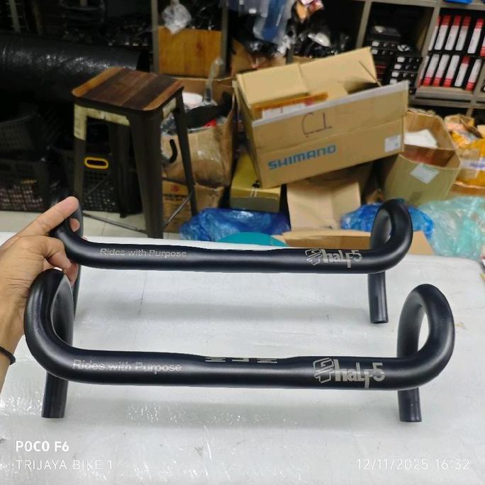 Stang Dropbar Balap Aero GT Half5 Alloy Gepeng pipih 380mm 400mm Size 25.4 Hitam Rides With Purpose