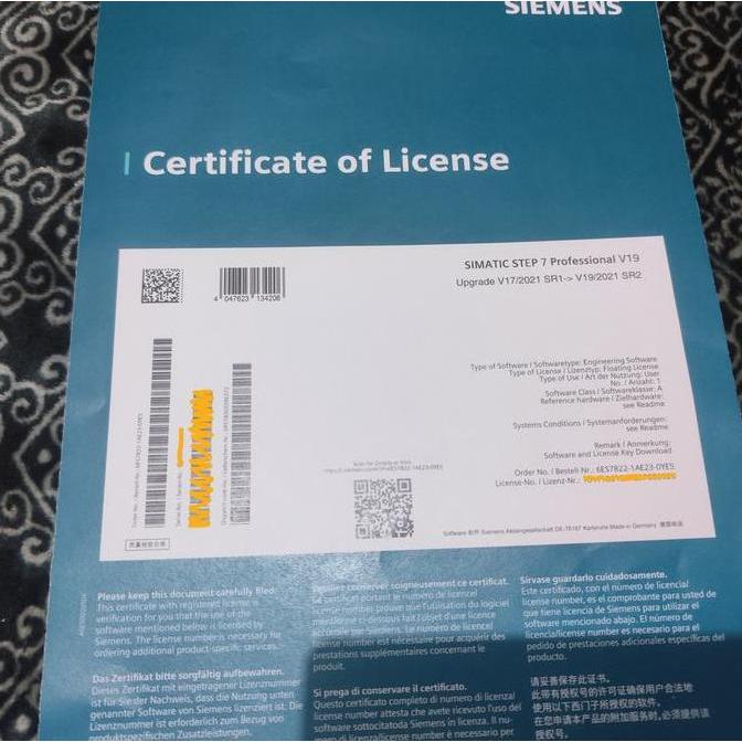 6ES7822-1AE23-0YE5 - SIEMENS SIMATIC STEP7 Professional TIA PORTAL V19