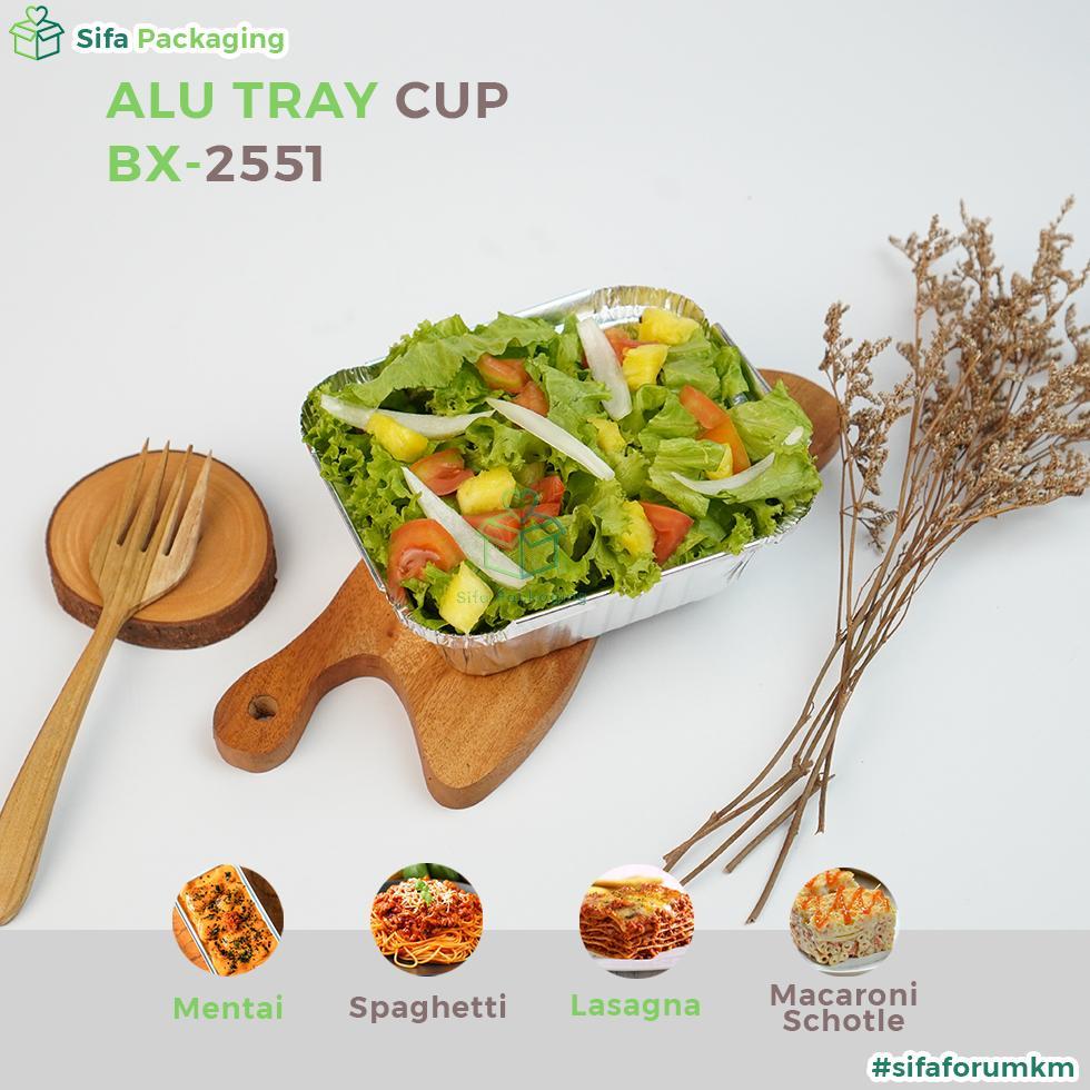 big promo alumunium foil tray cup bx 2551 + tutup spaghetti brulee mentai rice dimsum mentai macaron