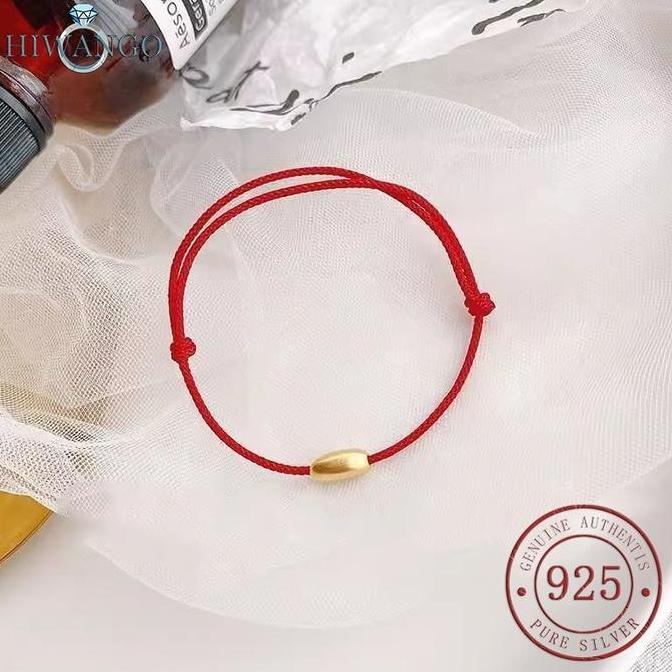 HIWANGO Tali Merah Emas Gelang Beras Kecil Untuk Pasangan Pria Dan Wanita