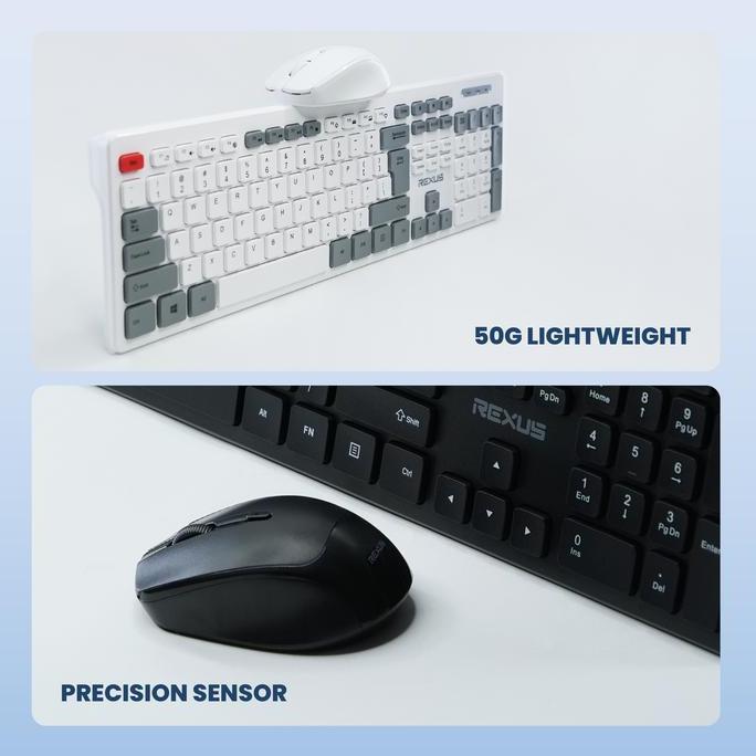 Rexus KM8 : Combo Keyboard + Mouse Wireless, Baterai Tahan Lama, Pasangan Ideal untuk Komputer Anda