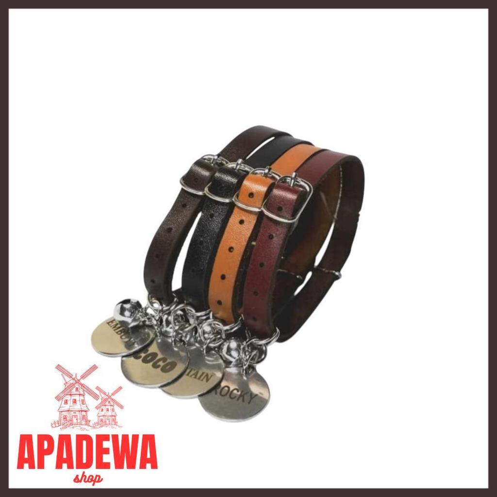 Cuci Gudang Kalung Anjing  Custom Nama Liontin Metal Kulit Premium