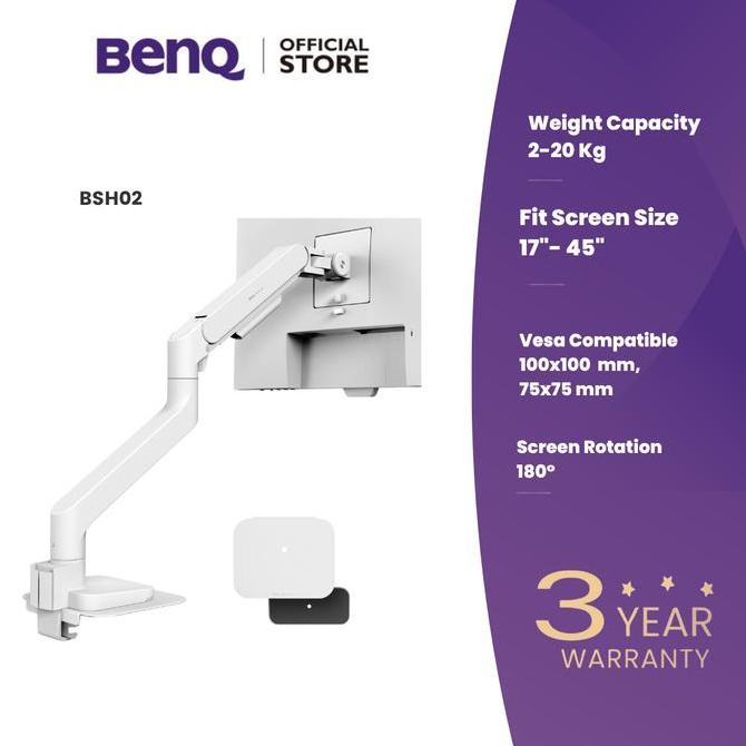 BenQ BSH02 Ergo Monitor Arm - Mount Desk untuk Layar 17" hingga 45" Kapasitas 20kg Garansi 3 Tahun K