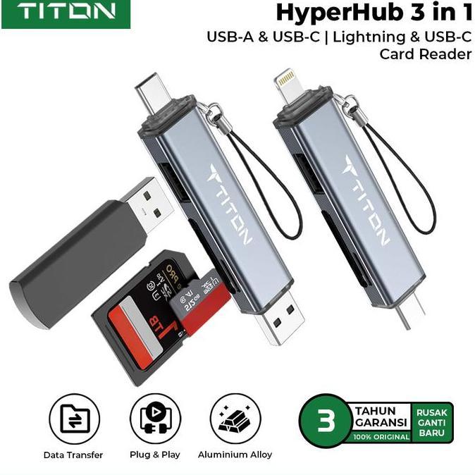 TITON HyperHub Card Reader USB Hub TF Memory Card SD Card Flashdisk OTG USB-A USB-C LIGHTNING iPhone
