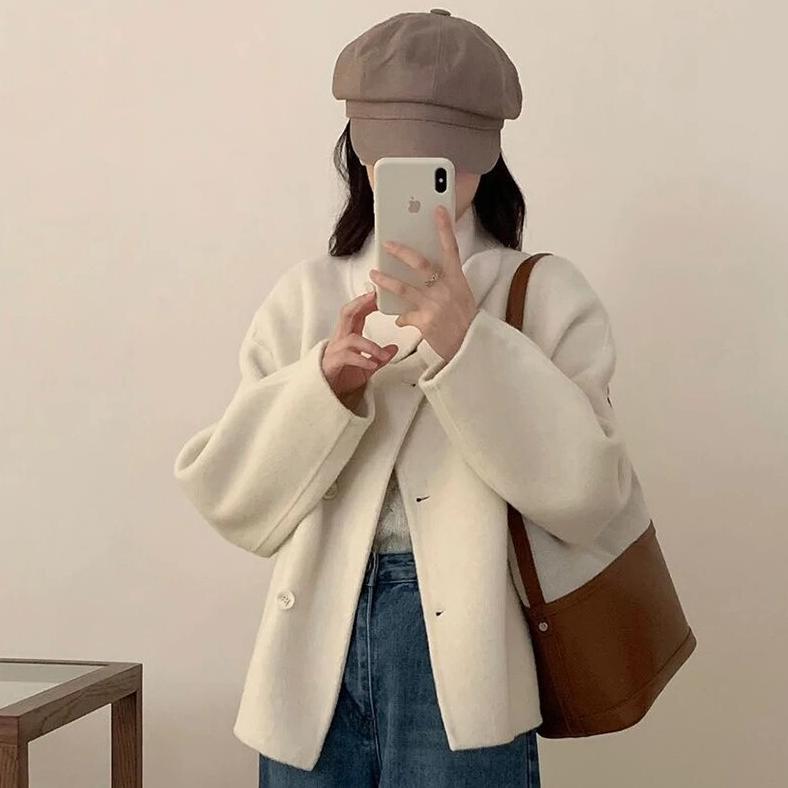 NEW PRODUCT JAKET WANITA JACKET WINTER WANITA COAT KOREAN OFF WHITE CARDIGAN KOREA BAHAN PREMIUM SIZ