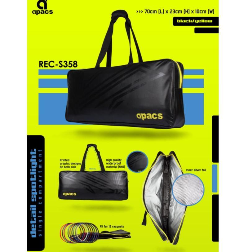 BESTPROMO TAS BADMINTON APACS PETAK HITAM FULL THERMO TEBAL