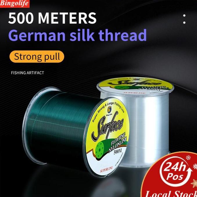 Bingolife Jerman Senar Pancing Nilon 500m Kuat Anti Keriting Senar Pancing Laut Olahraga Alat (TERBA