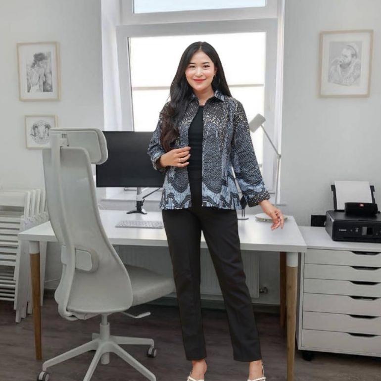 Murah Blazer Wanita Cardigan Outer Batik Panjang Jumbo
