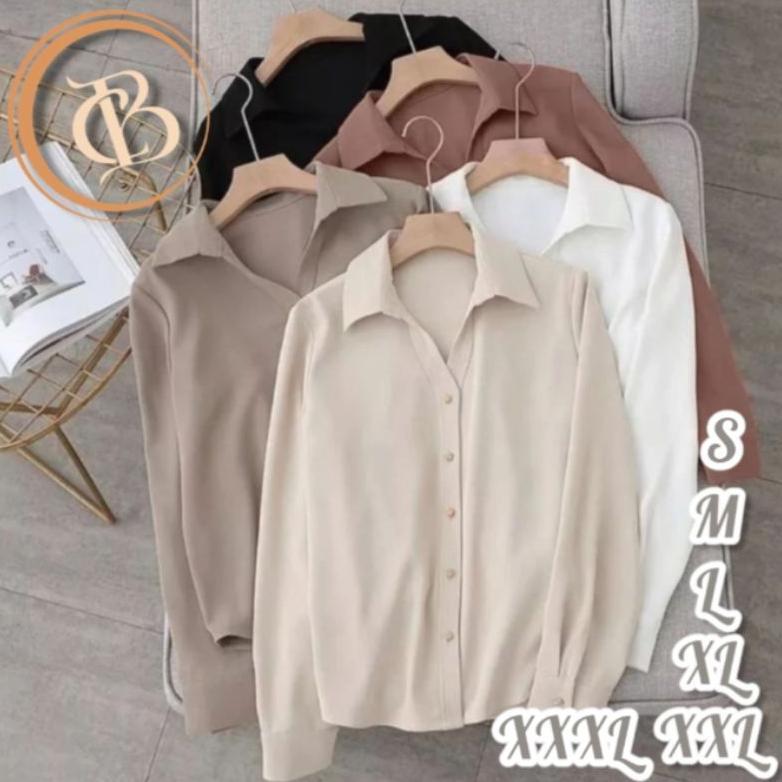 KEMEJA POLOS SHAKILA TWILL KATUN WANITA / KEMEJA KERJA WANITA KANTOR