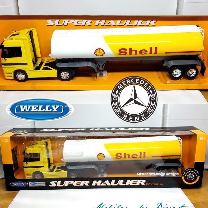 Diecast Truk Tangki BBM Shell Mercedes-Benz Actros Welly SH 1:32