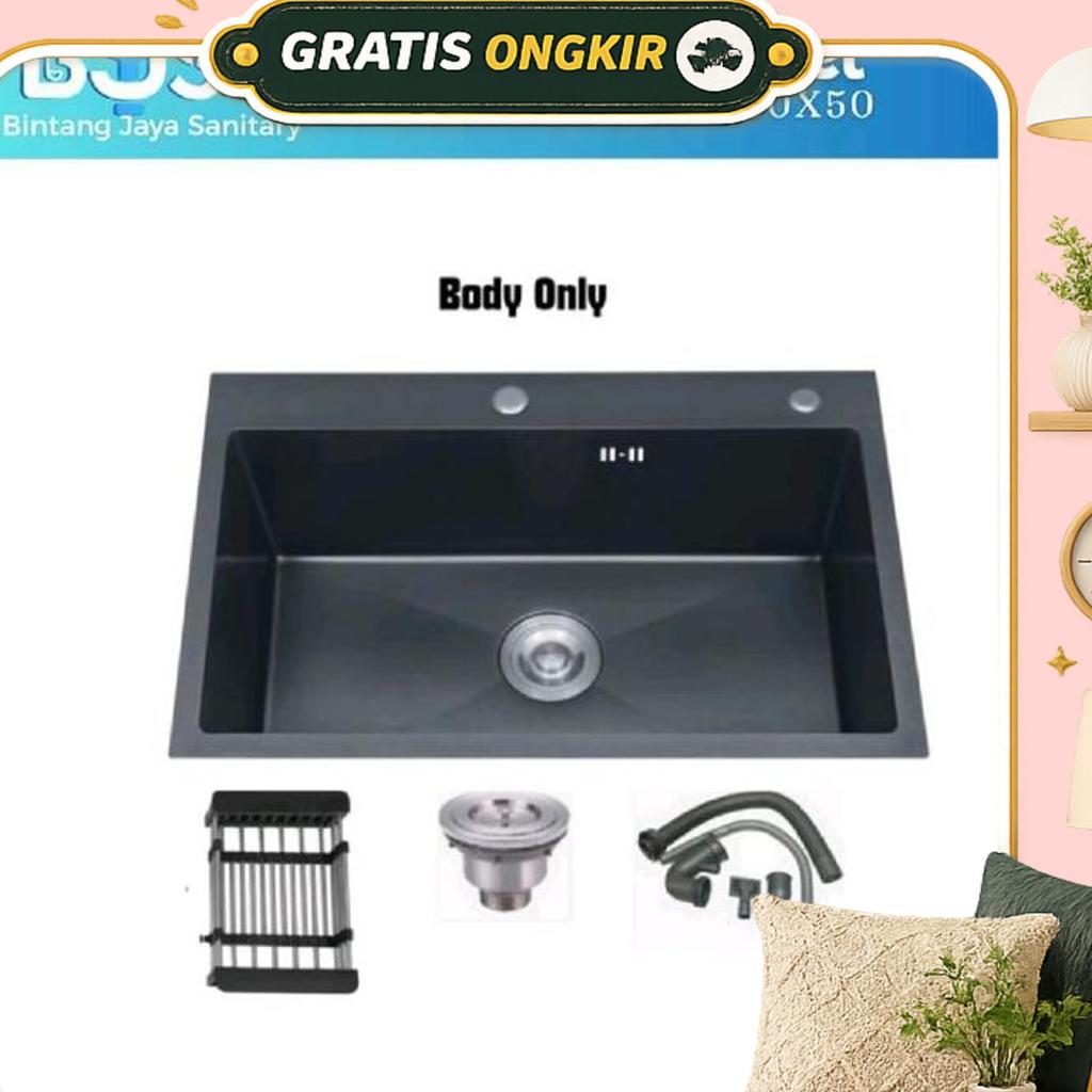 Kitchen Sink 8050 Black Bak Cuci Piring Hitam Wastafel Set