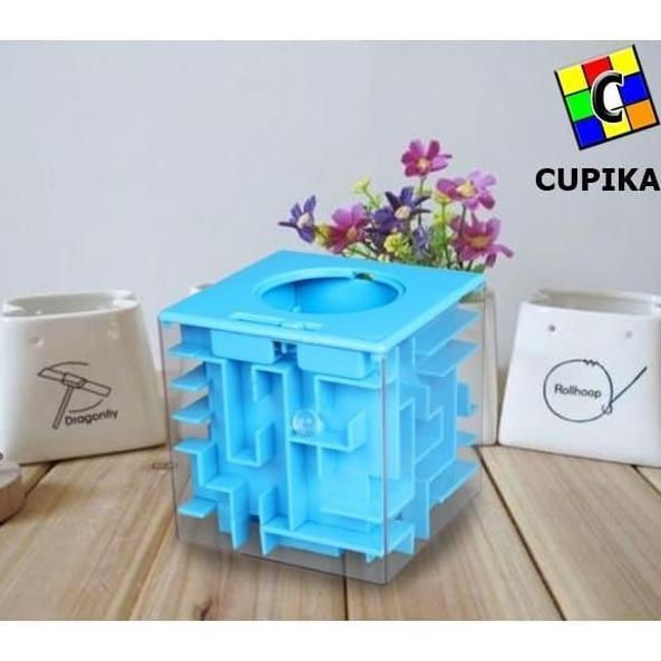 Cube Magic Puzzle 3x3 3D MAZE Puzzle Biru CELENGAN Piggy Bank Hadiah Cube