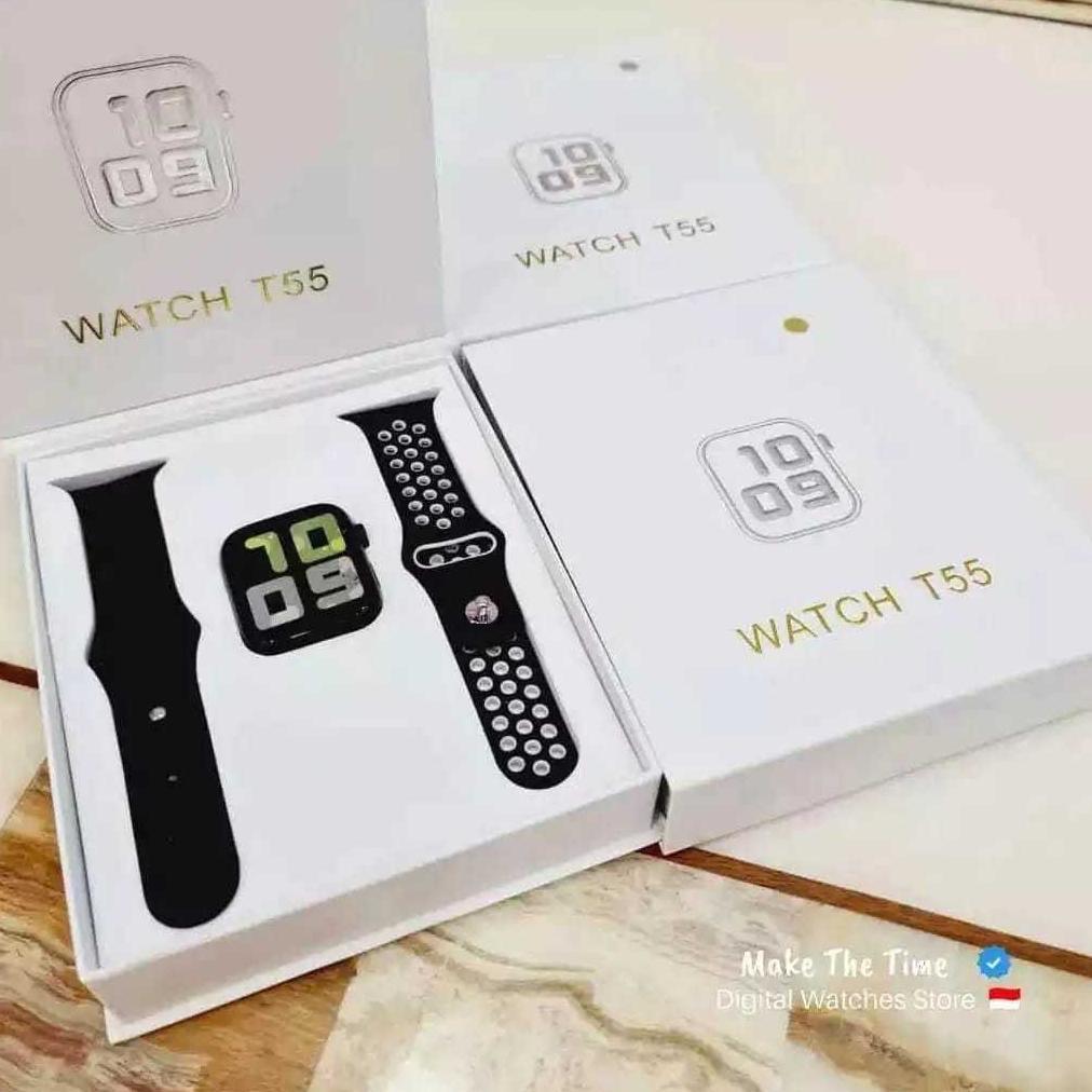 HEMAT JAM TANGAN SMARTWATCH T55 DAPAT 2 TALI / T500 / T500+ BLUETOOTH CALL TOUCHSCREEN JAM TANGAN PI