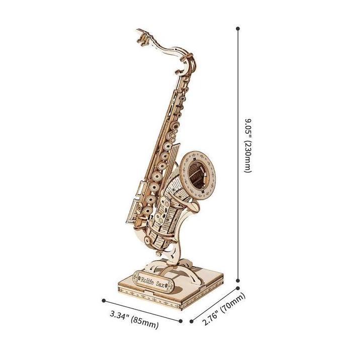 Alat Musik Saxophone 3D Wooden Craft Puzzle Kit Robotime Rolife