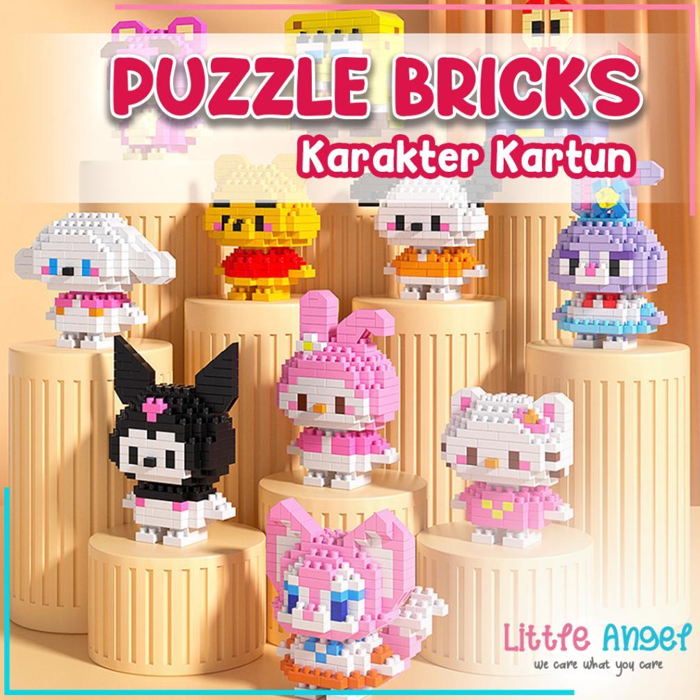 original mainan anak puzzle balok susun disney 3d diy  mainan edukasi bayi puzzle brick mini kartun 