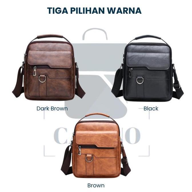 Promo Cavano Ravix Tas Selempang Pria Kulit Pu Premium Multi Fungsi Travel Waterproof Sling Bag Cowo