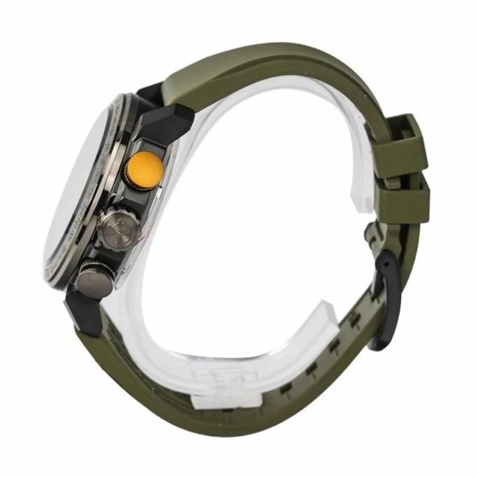 Jam Tangan Pria Alexandre Christie Chronograph AC 6565 MCREPGN Black Dial Green Rubber Strap