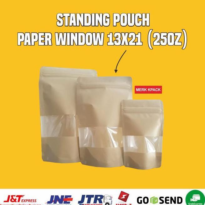 Standing Pouch Paper Window 13X21 Merk Kpack | 100Pcs