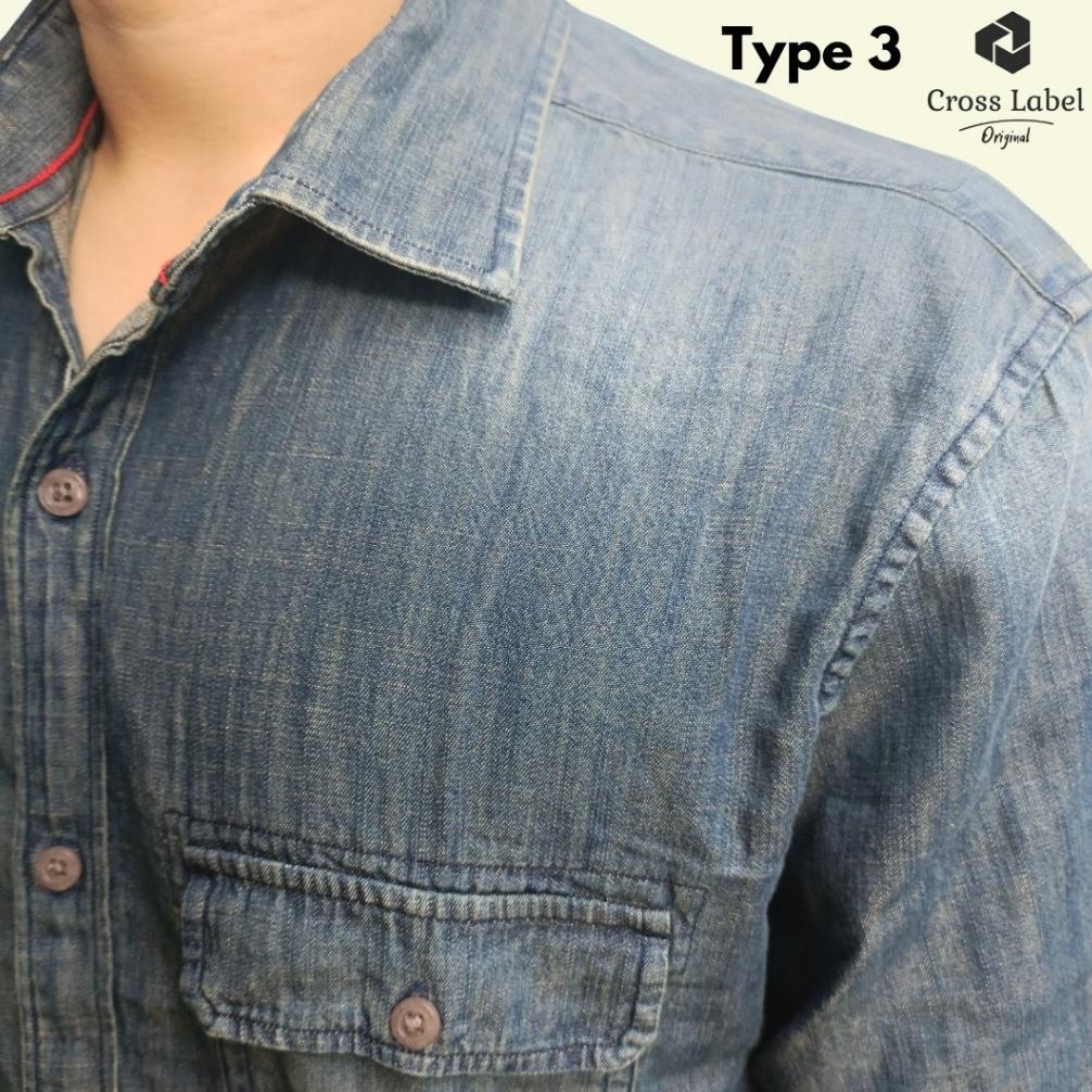 Diskon Denim Shirt Pocket Washing - Kemeja Denim Pria