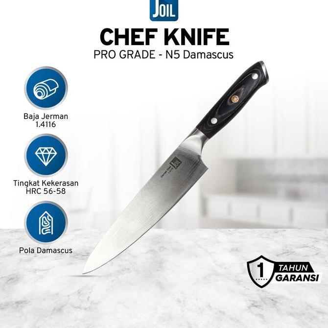Joil Pisau Dapur Chef Knife Damascus Premium Stainless Steel Baja - N5-Damascus
