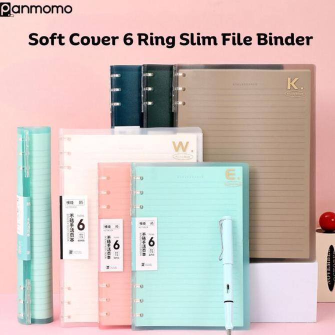 Soft Cover 6 Ring Slim File Binder B5 / Buku Catatan Loose Leaf 6 Lubang
