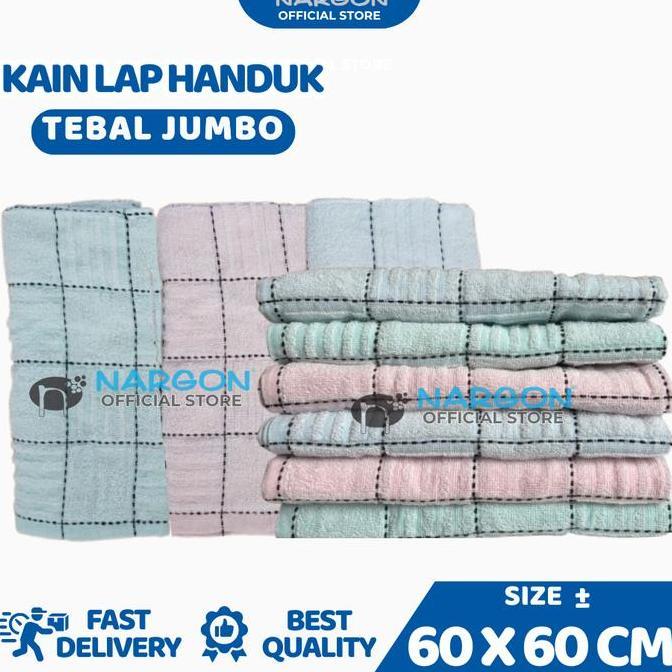 Serbet Dapur 1 Lusin Tebal Jumbo Kain Lap Serbaguna Lap Handuk Lap Piring Nargon uk 60 x 60 cm GM