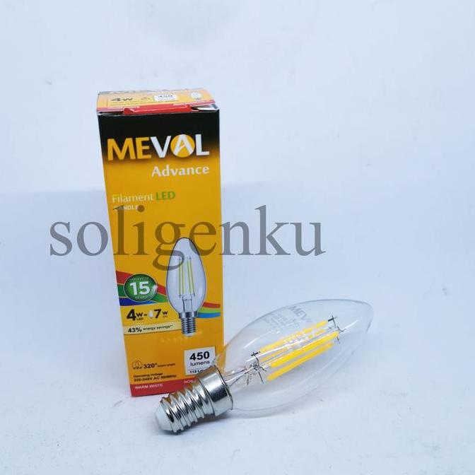 Meval LED Filament 4W E14 Kuning Edison Candle 4W Lampu Hias Filament