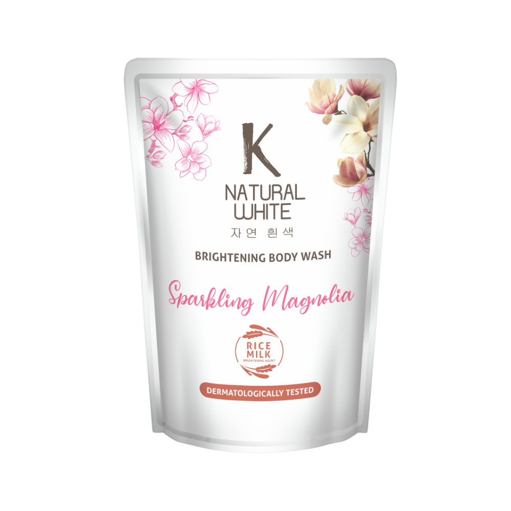 K Natural White Sabun Mandi Cair Magnolia Pouch 400 ml x4 - Gambar 4