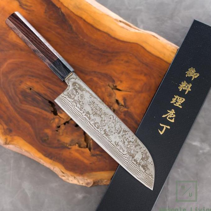 Japanese Knife Yoshida Hamono ZDP189 Damascus Santoku 180mm