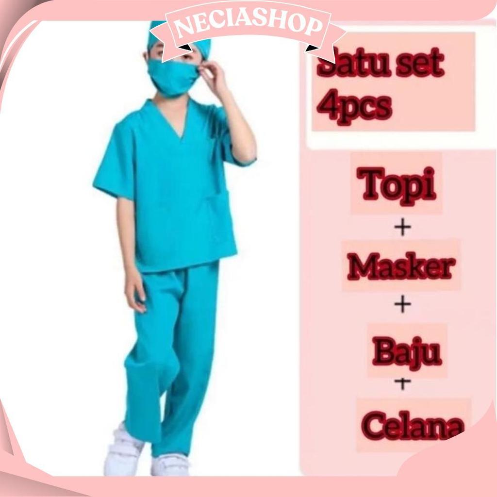 BAJU PROFESI DOKTER BEDAH/BAJU DOKTER SETELAN/KOSTUM PROFESI ANAK DOKTER BEDAH KZPromo