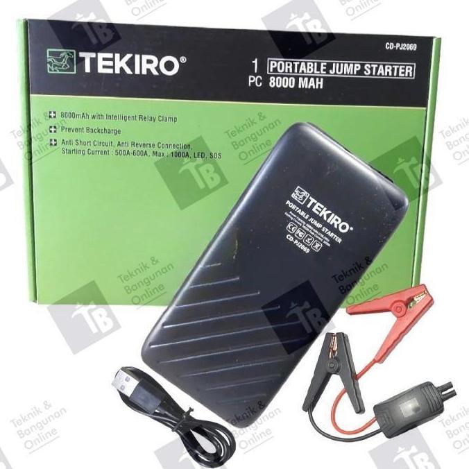TEKIRO Portable Jump Starter 8000 MAH CD-PJ2069 / Alat Kejut Listrik Aki Mobil dengan LED Senter & S